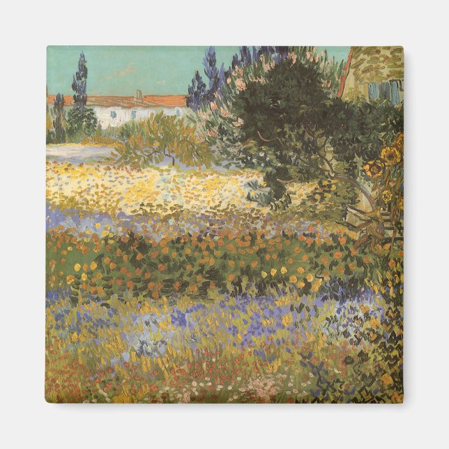Vincent van Gogh - Flowering Garden Magnet (Front)
