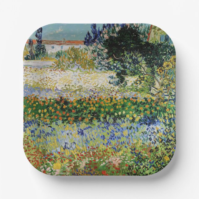 Vincent van Gogh - Flowering Garden Paper Plates (Front)