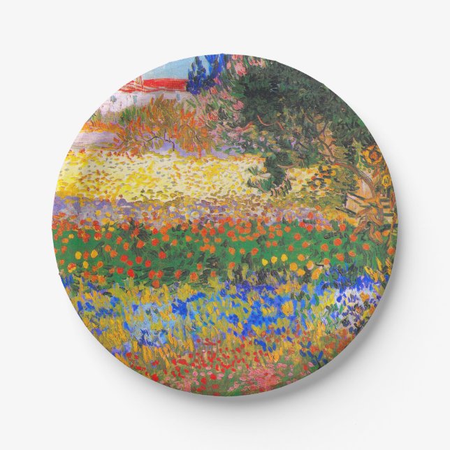 Vincent Van Gogh Flowering Garden Paper Plates (Front)
