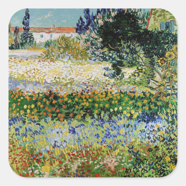 Vincent van Gogh - Flowering Garden Square Sticker (Front)