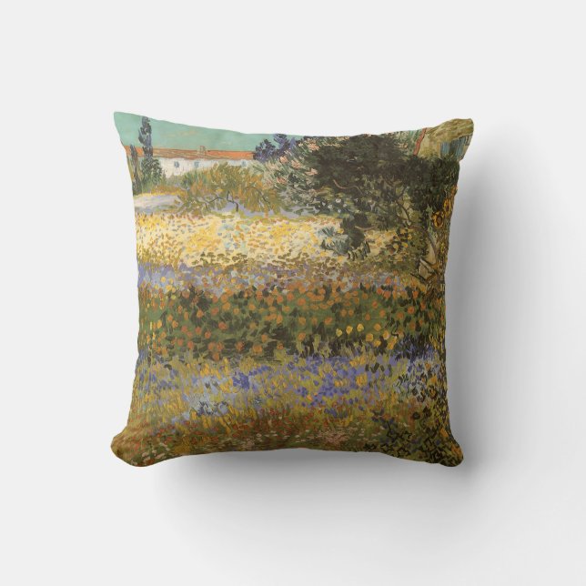Vincent van Gogh - Flowering Garden Throw Pillow (Front)