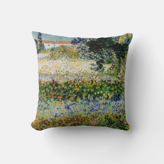 Vincent van Gogh - Flowering Garden Throw Pillow (Front)