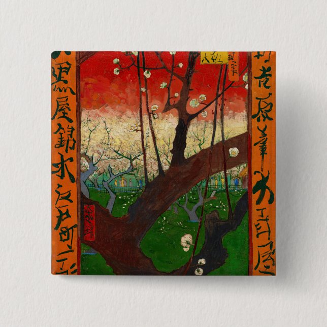 Vincent van Gogh - Flowering Plum Tree Button (Front)