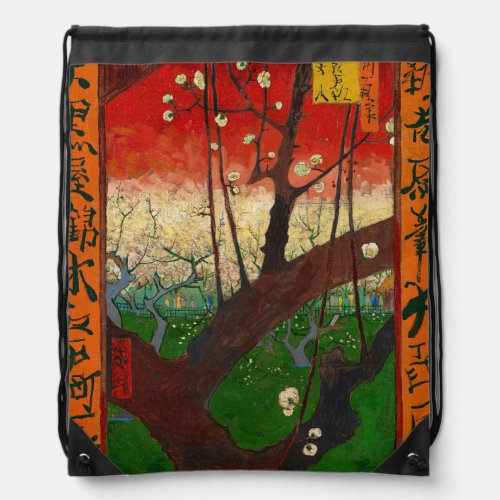 Vincent van Gogh _ Flowering Plum Tree Drawstring Bag