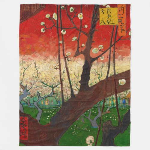 Vincent van Gogh _ Flowering Plum Tree Fleece Blanket