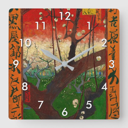 Vincent van Gogh _ Flowering Plum Tree Square Wall Clock