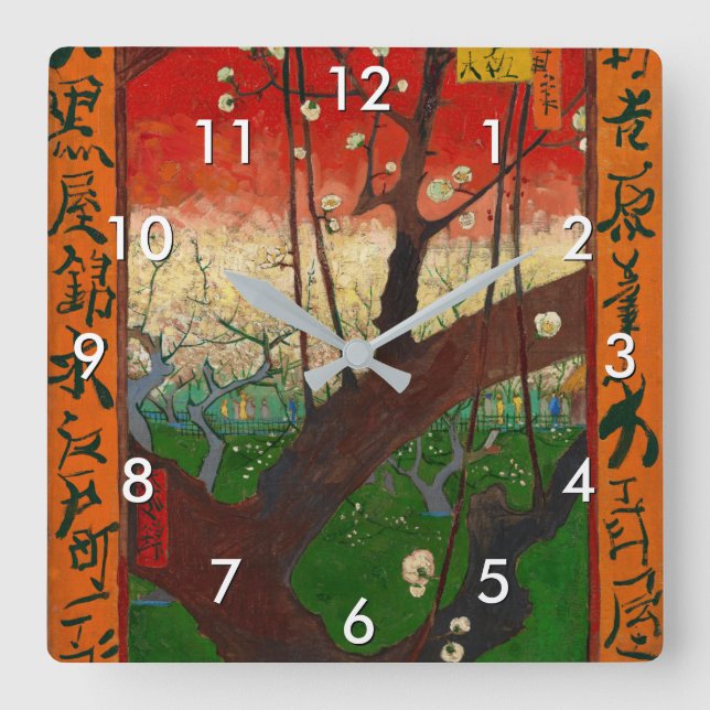 Vincent van Gogh - Flowering Plum Tree Square Wall Clock (Front)