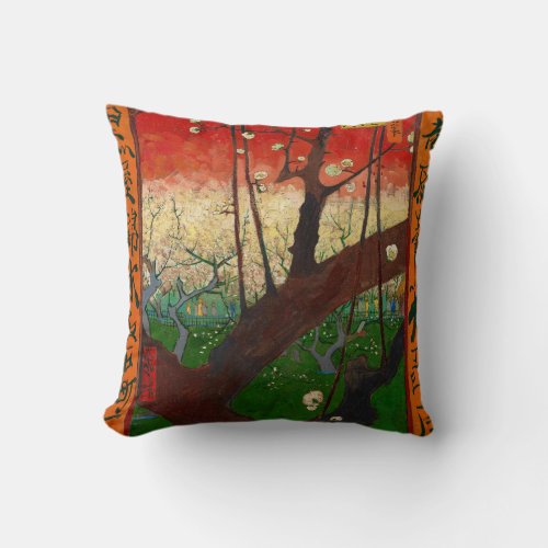 Vincent van Gogh _ Flowering Plum Tree  Throw Pillow