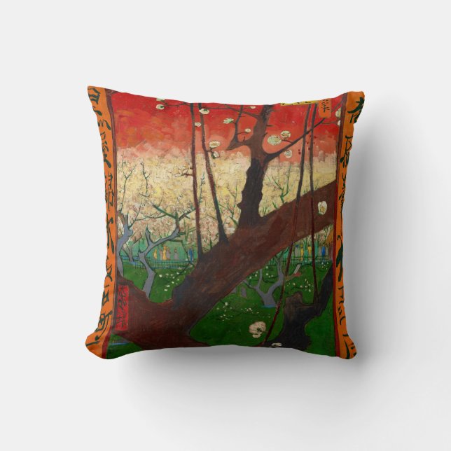 Vincent van Gogh - Flowering Plum Tree  Throw Pillow (Front)