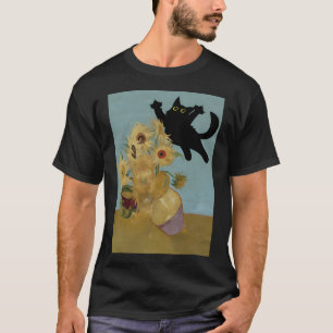 Vincent Van Gogh Flowers Cat T-Shirt