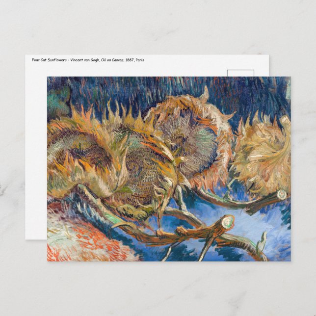 Vincent van Gogh - Four Cut Sunflowers Postcard (Front/Back)