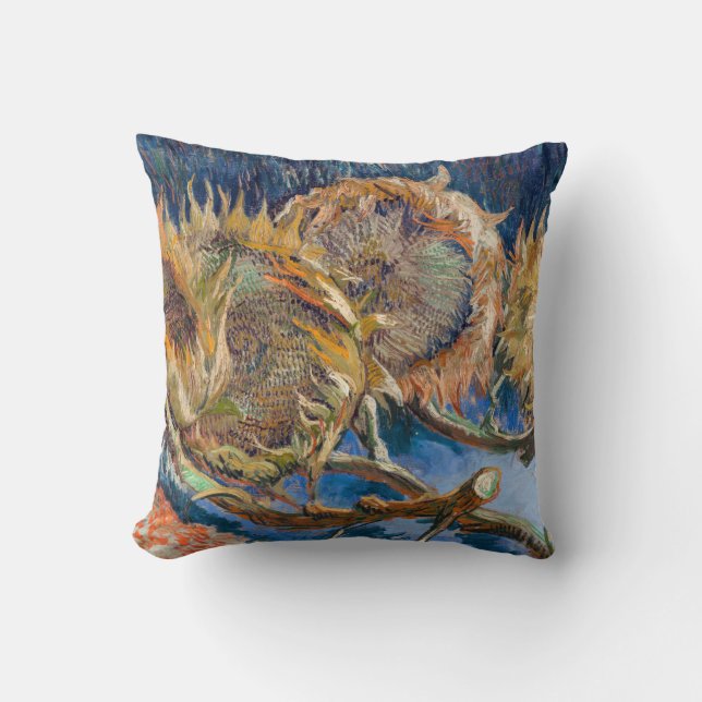 Vincent van Gogh - Four Cut Sunflowers Throw Pillow (Front)