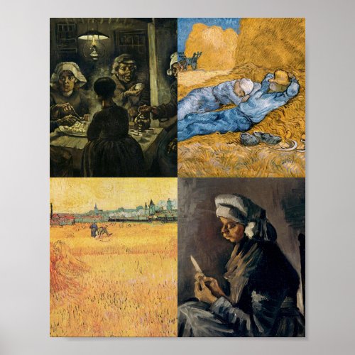 Vincent van Gogh Four Painting Collage 1885 _ 1890 Poster