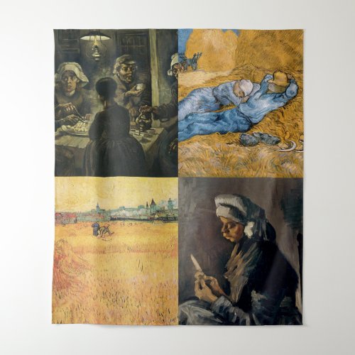 Vincent van Gogh Four Painting Collage 1885 _ 1890 Tapestry