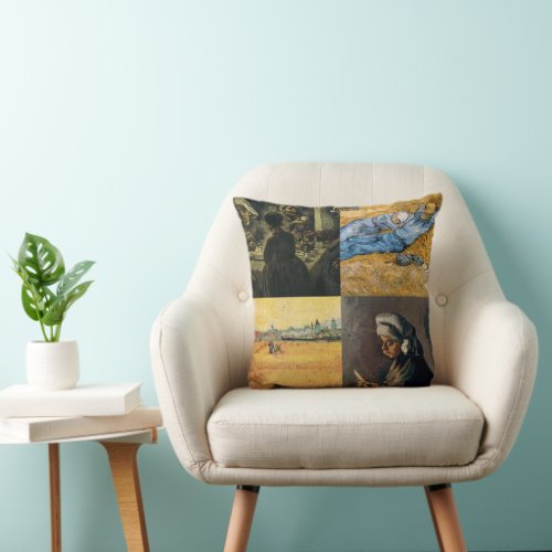 Vincent van Gogh Four Painting Collage 1885 _ 1890 Throw Pillow