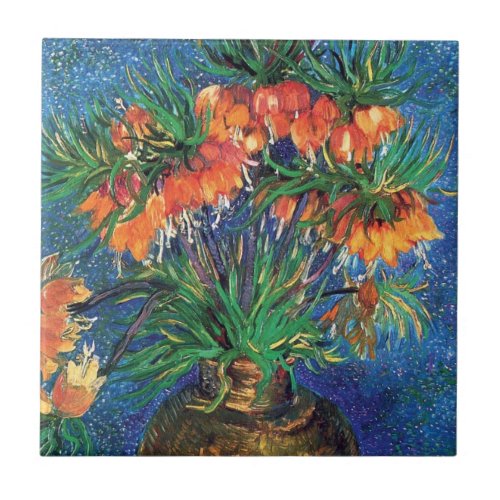 Vincent Van Gogh _ Fritillaries In A Copper Vase Tile