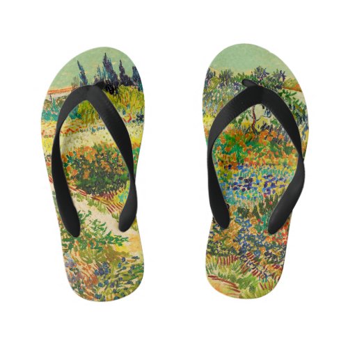 Vincent Van Gogh Garden at Arles Button Kids Flip Flops