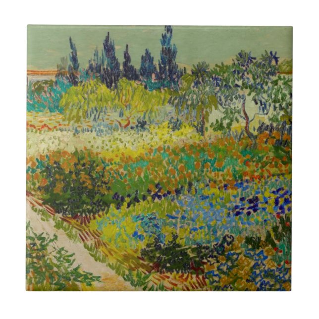 Vincent Van Gogh Garden at Arles Ceramic Tile (Front)