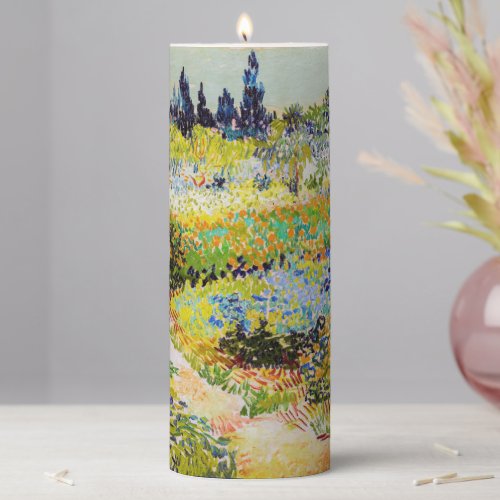 Vincent van Gogh _ Garden at Arles Pillar Candle