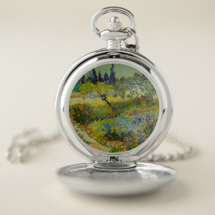 Vincent Van Gogh Garden at Arles Pocket Watch