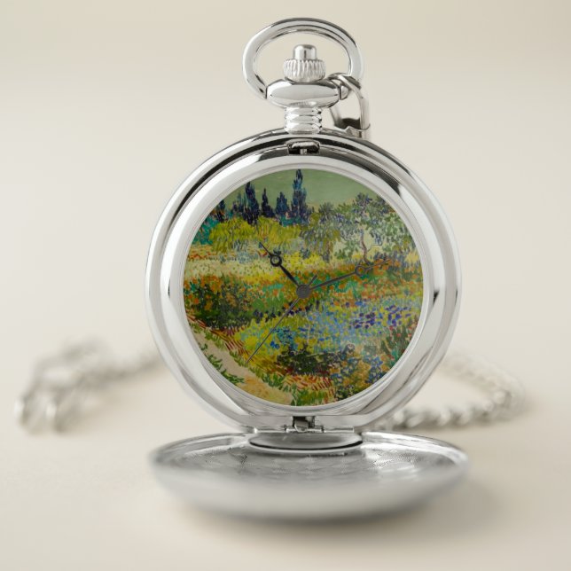 Vincent Van Gogh Garden at Arles Pocket Watch (Inside)