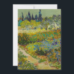 Vincent Van Gogh Garden at Arles Save The Date<br><div class="desc">Card featuring Vincent van Gogh’s oil painting Garden at Arles (1888). A beatifically colored garden of rich blues,  greens,  and reds is depicted in Arles,  France. The perfect gift for lovers of Post-Impressionism and Dutch art collectors!</div>