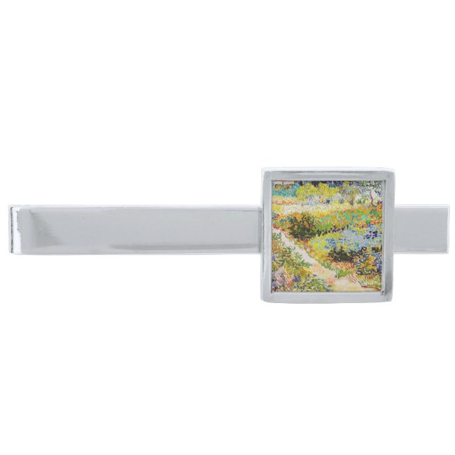 Vincent van Gogh - Garden at Arles Silver Finish Tie Bar (Front)