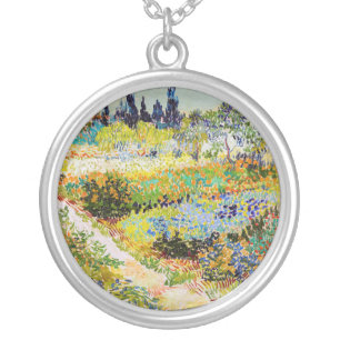 Vincent van Gogh - Garden at Arles Silver Plated Necklace
