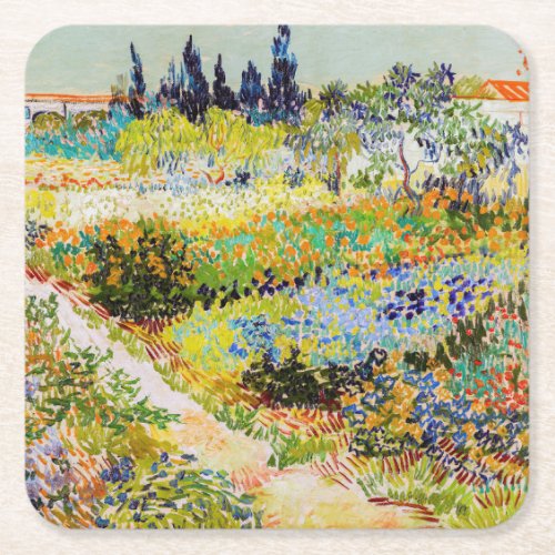 Vincent van Gogh _ Garden at Arles Square Paper Coaster