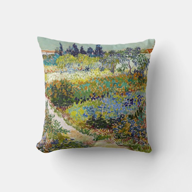 Vincent van Gogh Garden at Arles Throw Pillow (Front)