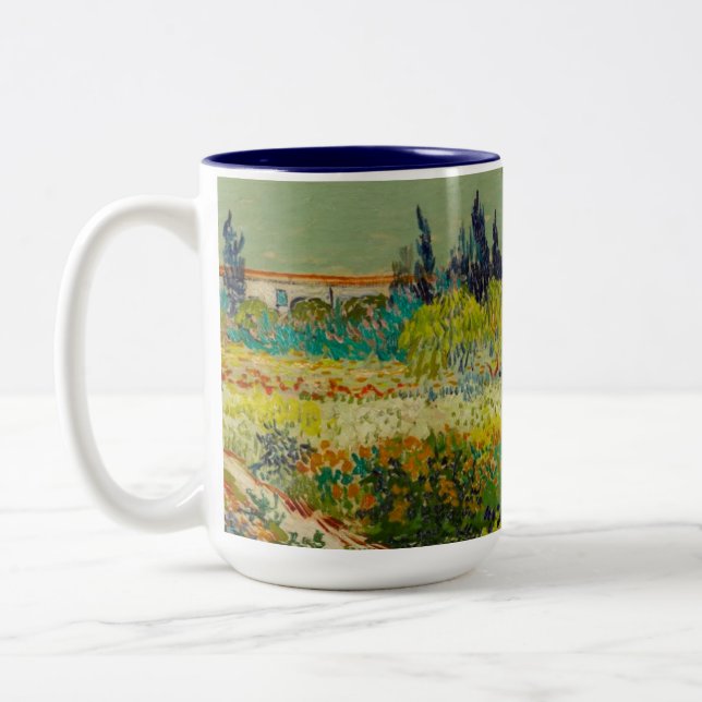 Vincent Van Gogh Garden at Arles Two-Tone Coffee Mug (Left)