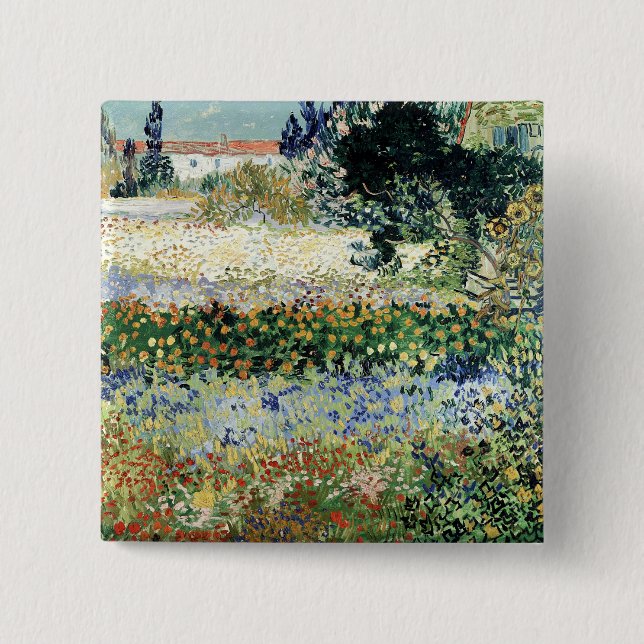 Vincent van Gogh | Garden in Bloom, Arles, 1888 Button (Front)