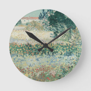 Vincent van Gogh Garden in Bloom, Arles, 1888 Round Clock