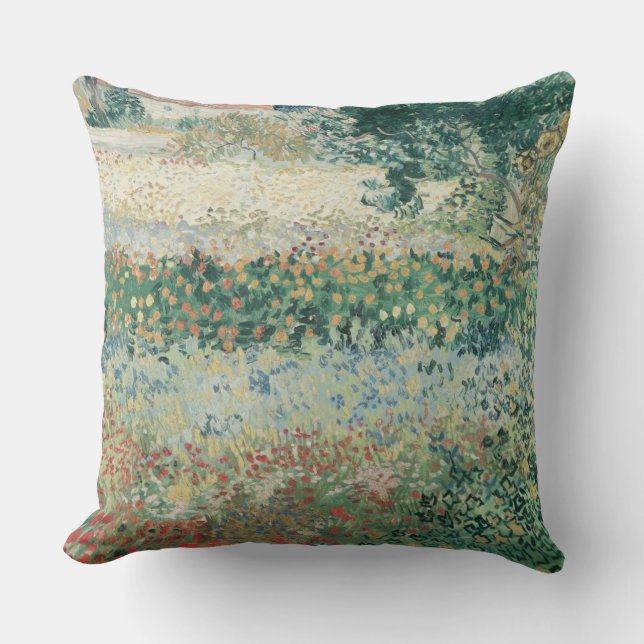 Vincent van Gogh | Garden in Bloom, Arles, 1888 Throw Pillow (Front)