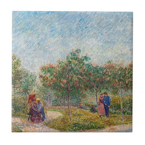 Vincent van Gogh _ Garden in Montmarte with Lovers Ceramic Tile