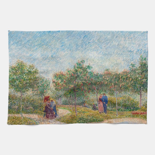 Vincent van Gogh - Garden in Montmarte with Lovers Kitchen Towel (Horizontal)