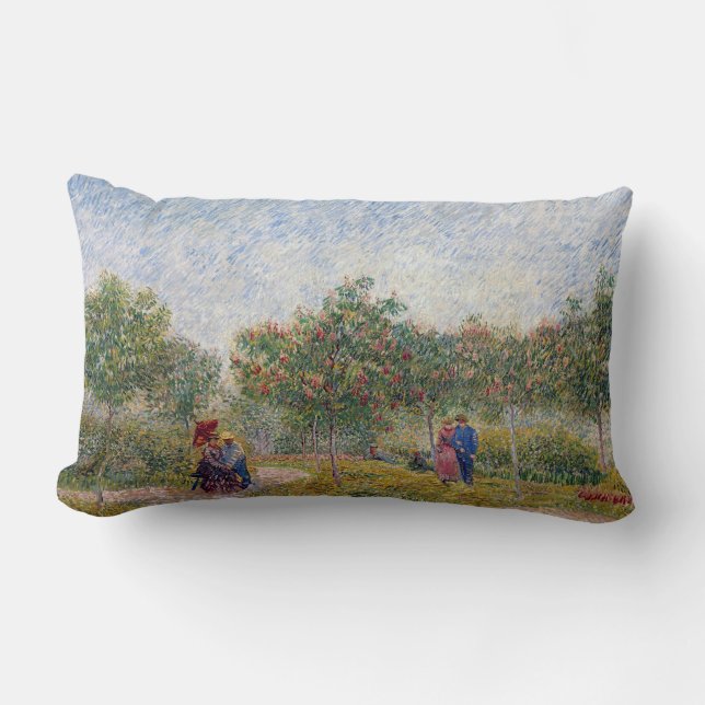 Vincent van Gogh Garden in Montmarte with Lovers Lumbar Pillow (Front)