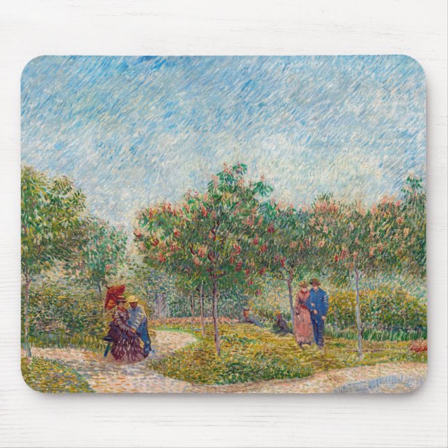 Vincent van Gogh - Garden in Montmarte with Lovers Mouse Pad (Front)