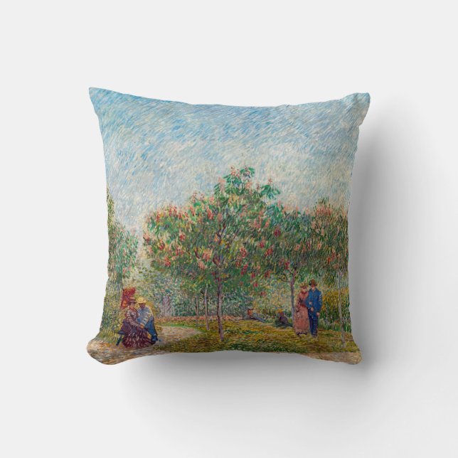 Vincent van Gogh - Garden in Montmarte with Lovers Throw Pillow (Front)
