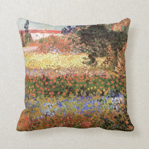 Vincent Van Gogh Garden of Flowers Throw Pillow