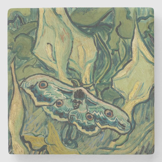 Vincent van Gogh - Giant Peacock Moth Stone Coaster (Front)