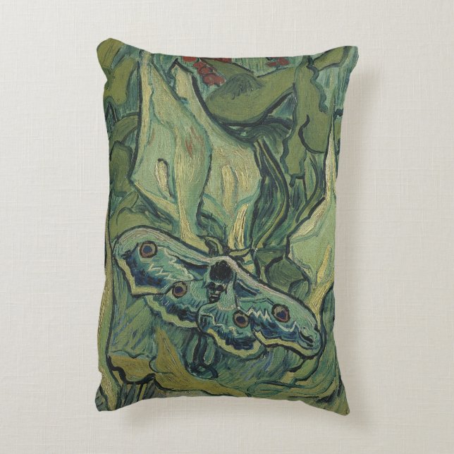 Vincent van Gogh - Great Peacock Moth Decorative Pillow (Back(Vertical))
