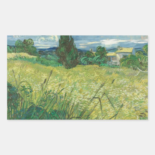Vincent van Gogh - Green Field Rectangular Sticker (Front)