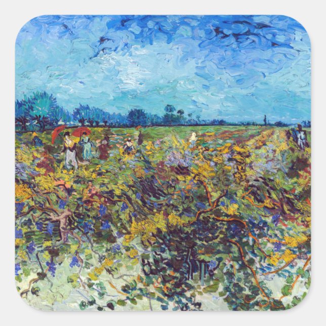 Vincent van Gogh - Green Vineyard Square Sticker (Front)