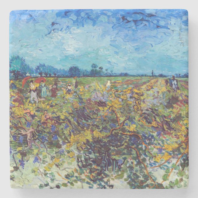 Vincent van Gogh - Green Vineyard Stone Coaster (Front)