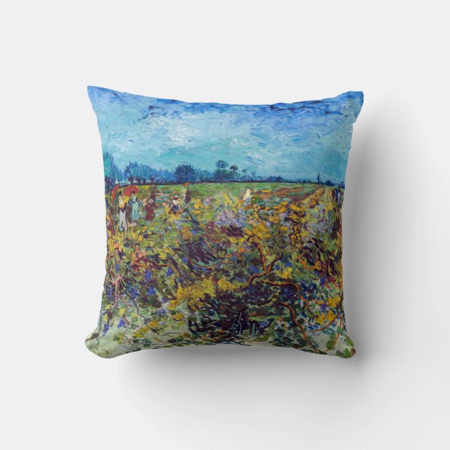 Vincent van Gogh - Green Vineyard Throw Pillow (Front)