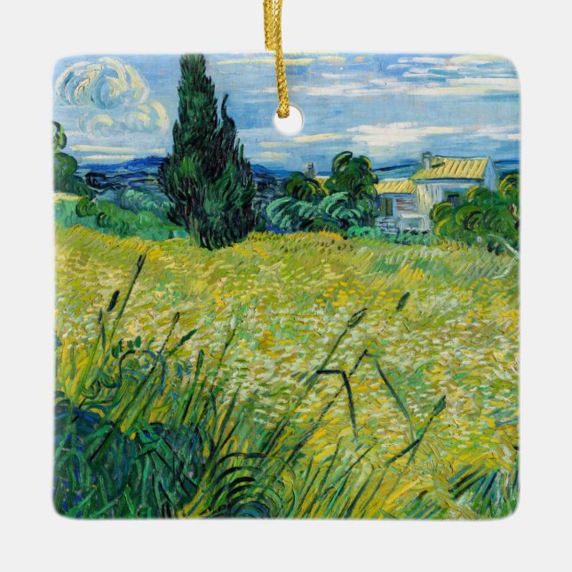 Vincent van Gogh - Green Wheat Field with Cypress Ceramic Ornament (Front)