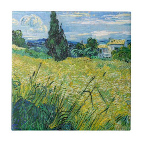 Vincent van Gogh _ Green Wheat Field with Cypress Ceramic Tile