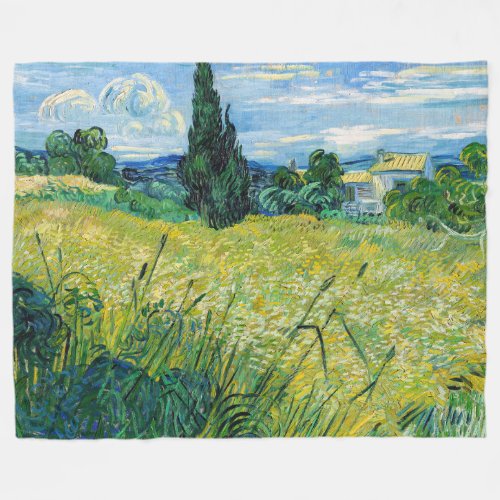 Vincent van Gogh _ Green Wheat Field with Cypress Fleece Blanket