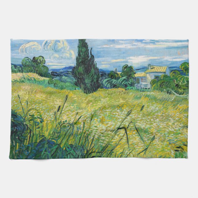 Vincent van Gogh - Green Wheat Field with Cypress Kitchen Towel (Horizontal)